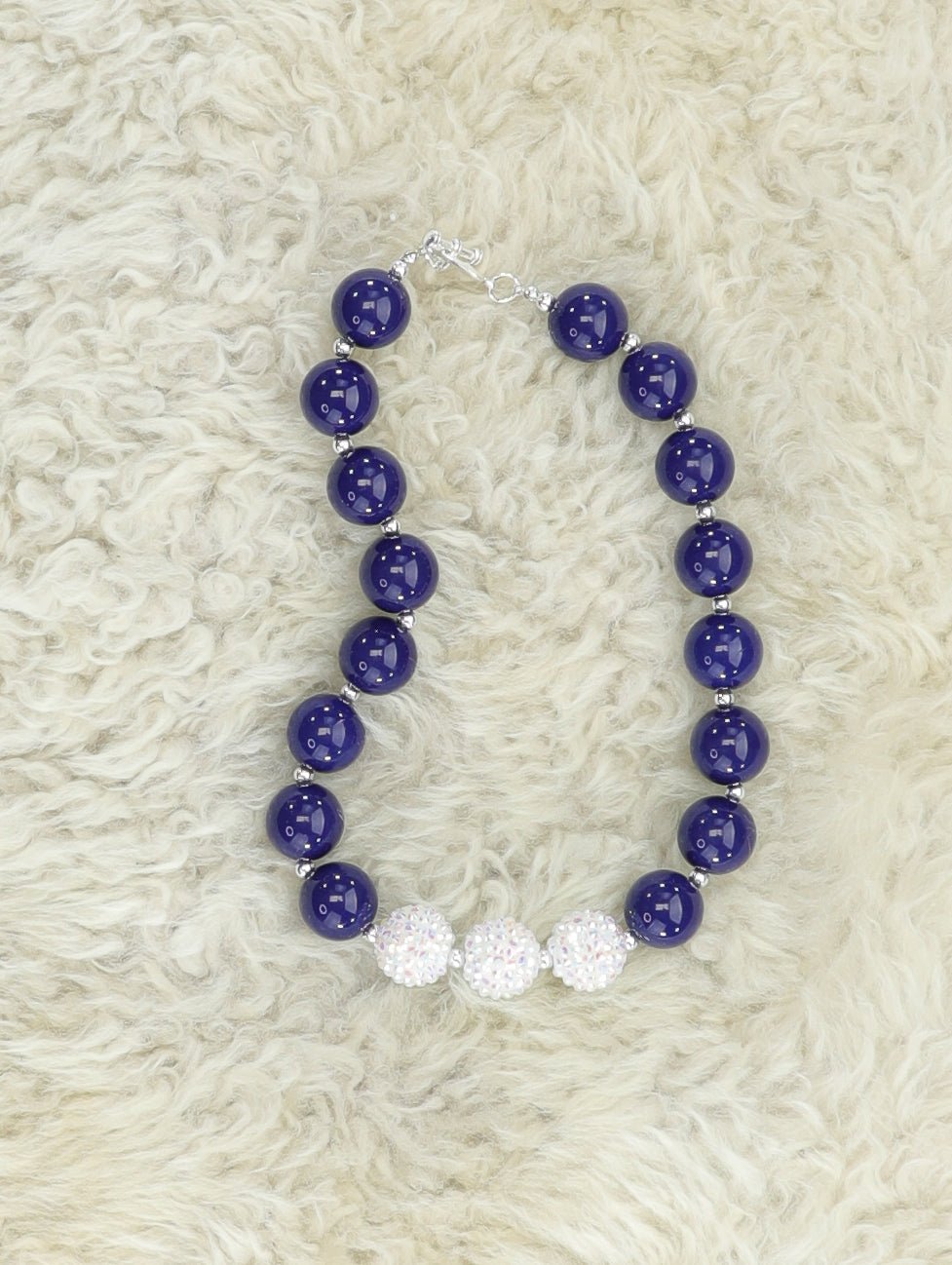 Navy & White Sparkle Bubblegum Necklace - Marie Nicole Clothing