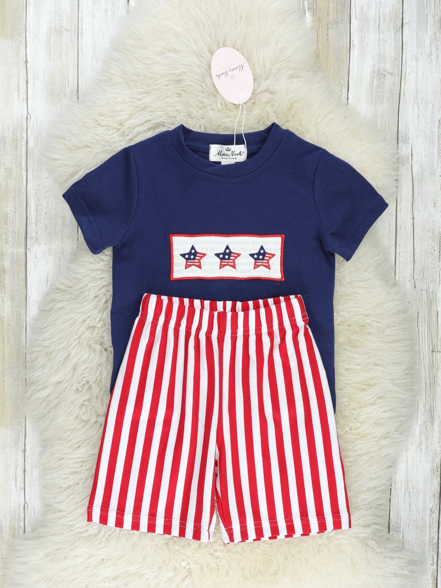 Stars & Stripes Smocked Outfit - Marie Nicole Clothing