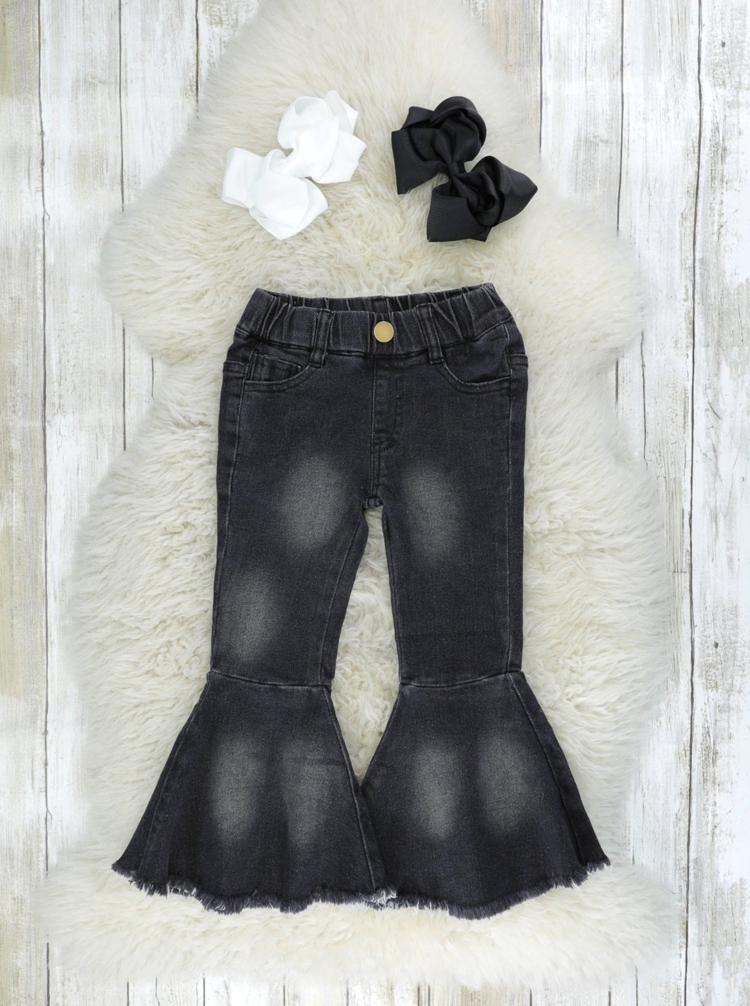 Black Denim Bell Bottoms - Marie Nicole Clothing
