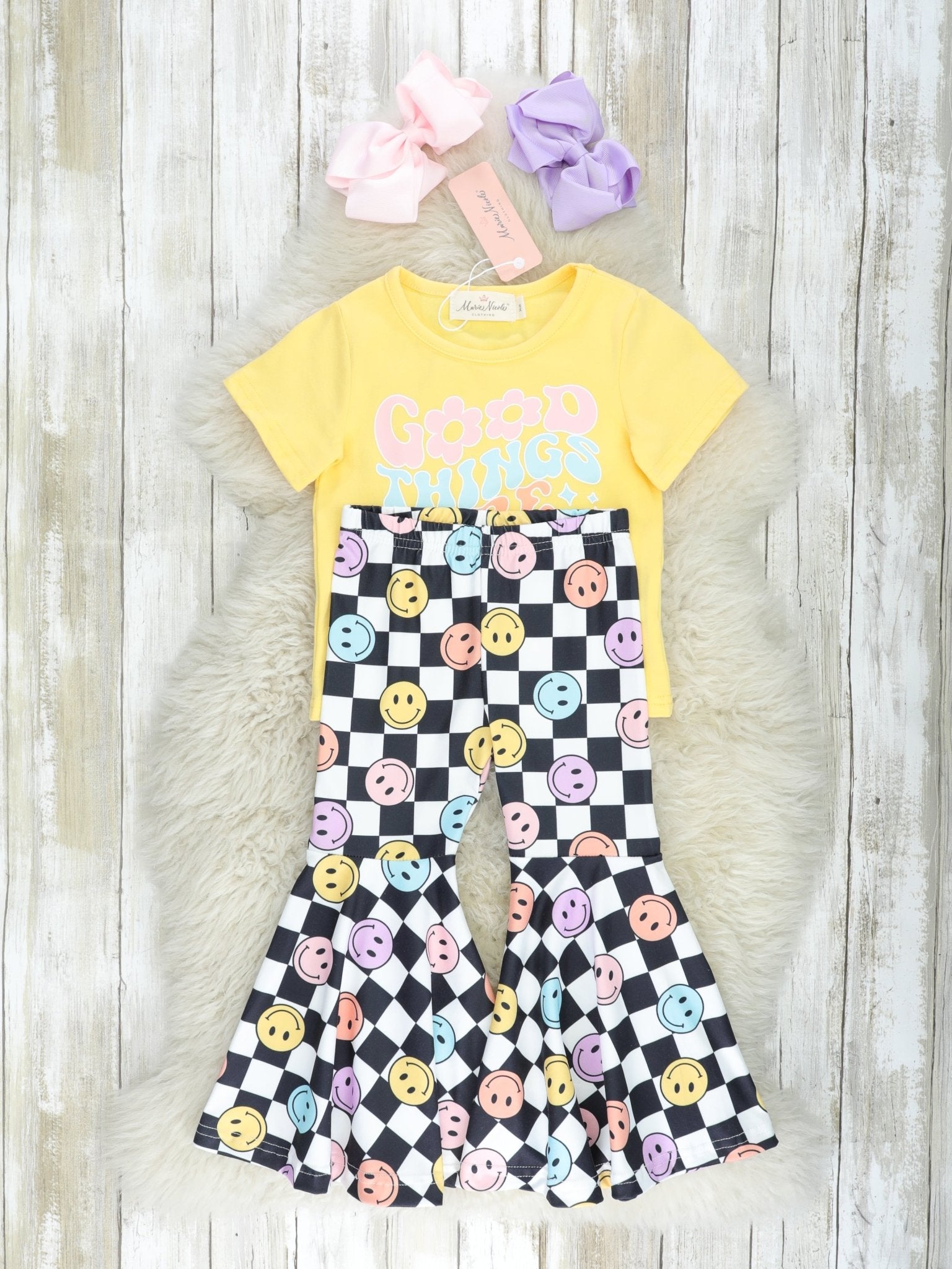 "Good Things" Smiley Check Outfit - Marie Nicole Clothing