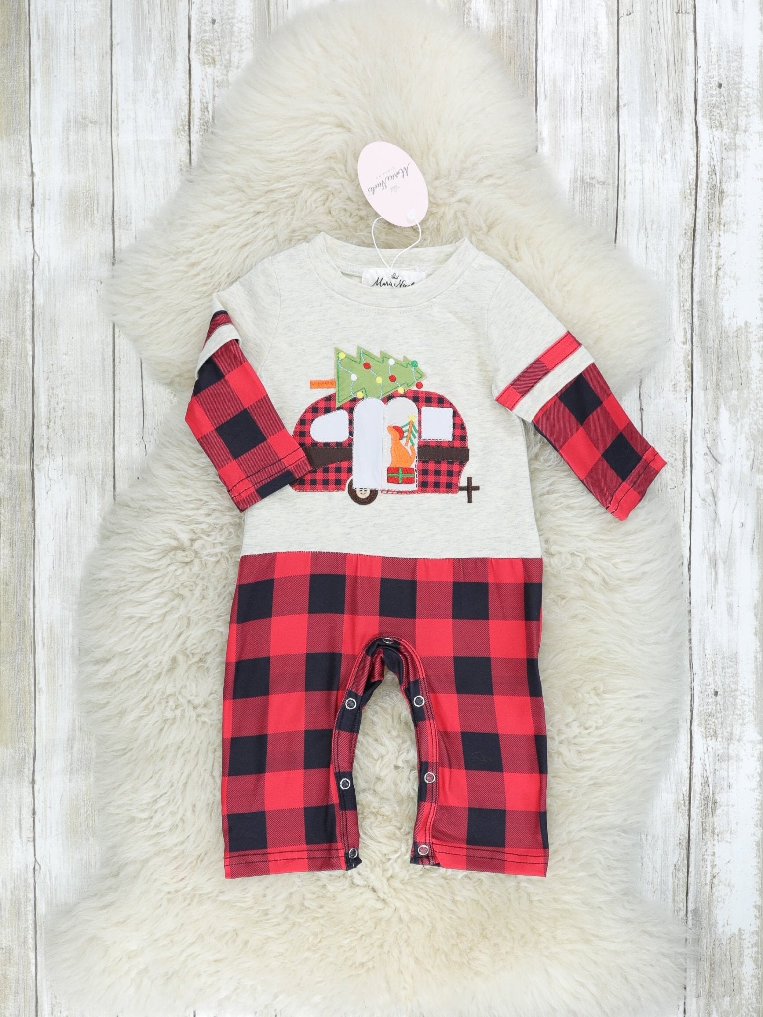 Buffalo Plaid Camper Romper - Marie Nicole Clothing
