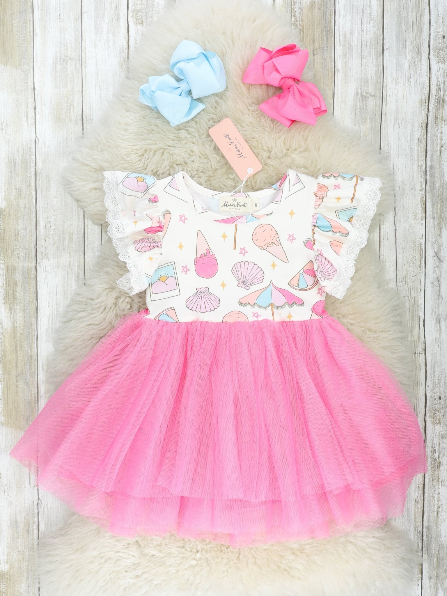 Hot Pink Beach Day Tulle Dress - Marie Nicole Clothing