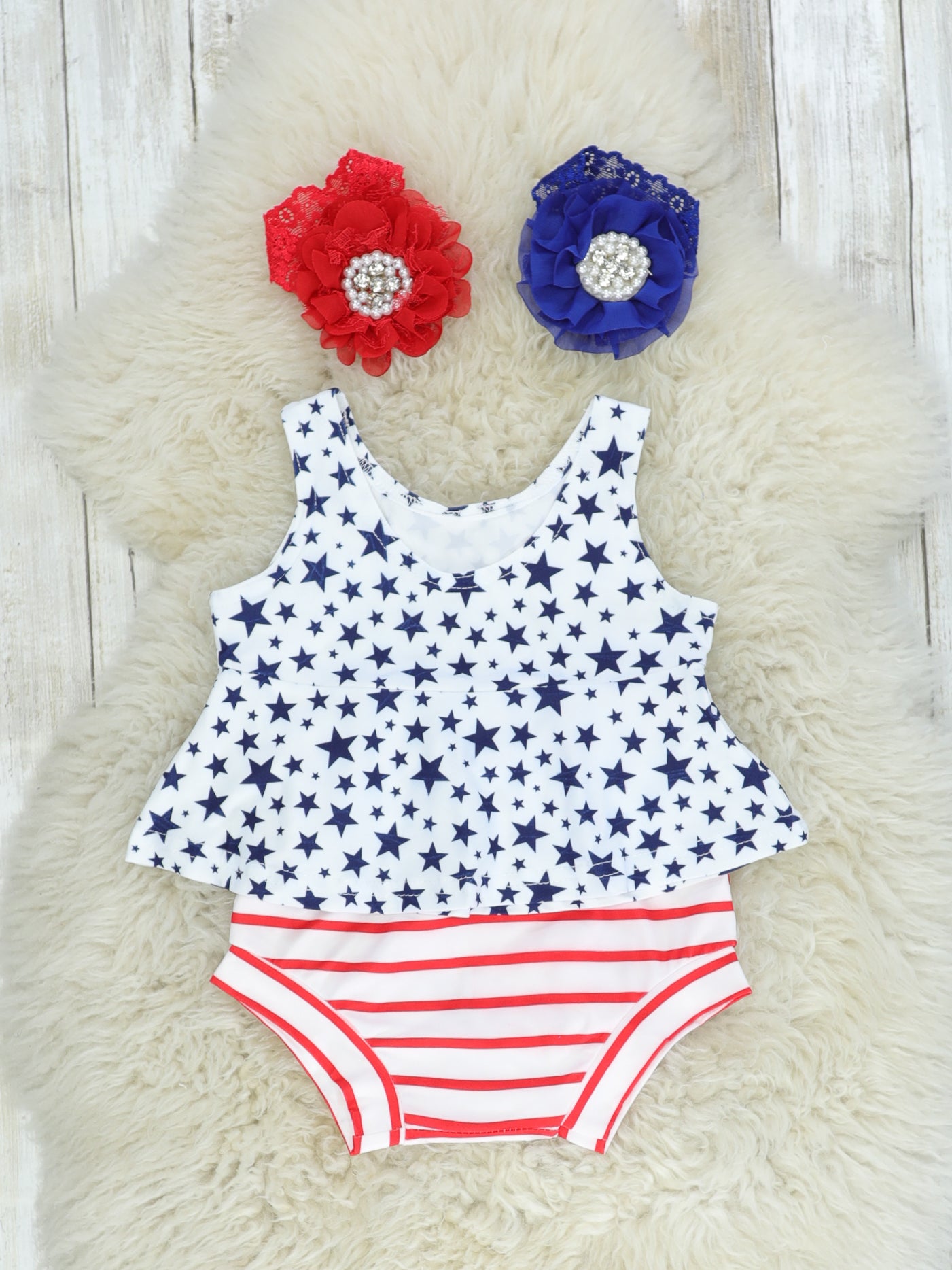 Star Tank & Red Striped Bloomers Set - Marie Nicole Clothing