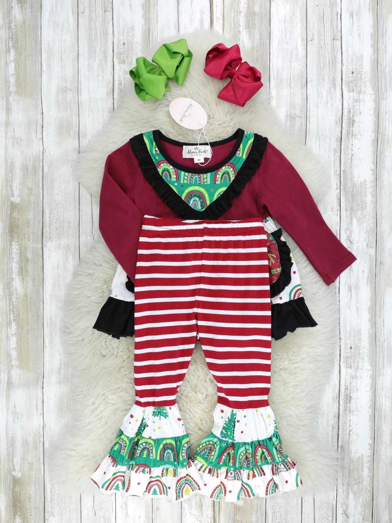Pocket Flara Bells Outfit - Rainbow Christmas - Marie Nicole Clothing
