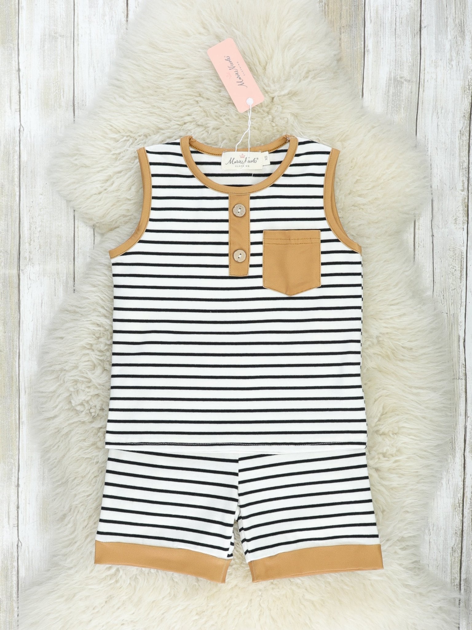 Brown Stripe Tank Outfit - Marie Nicole Clothing