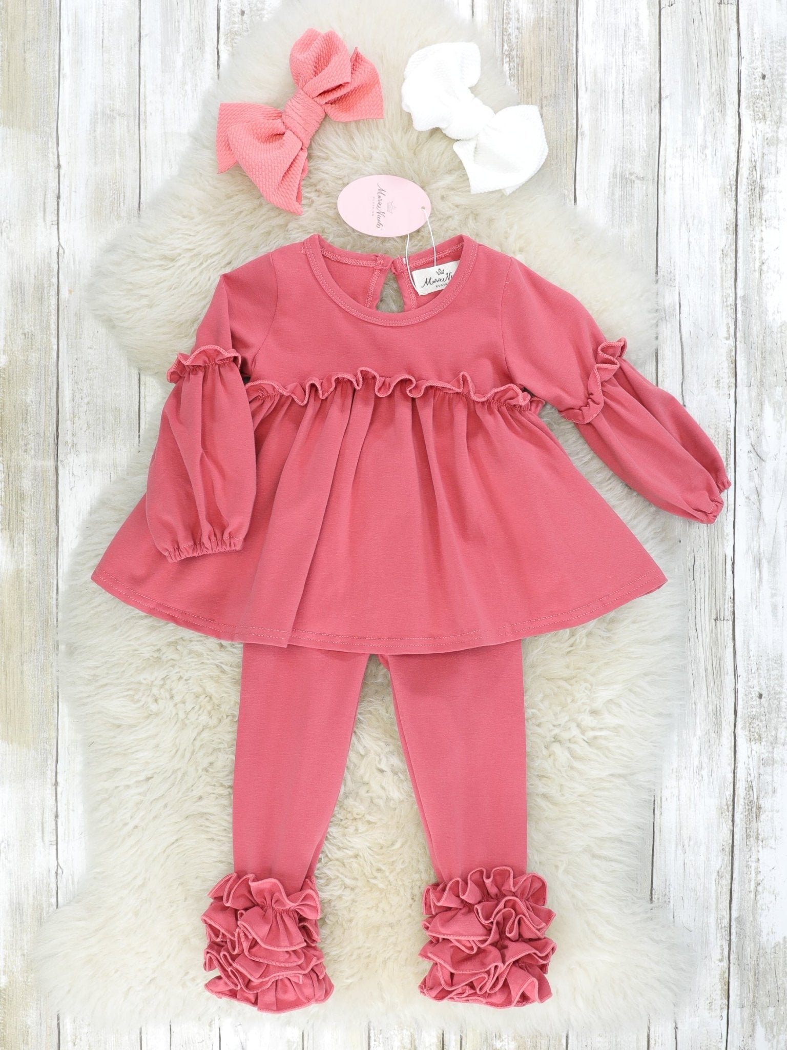 Cotton Icing Ruffle Leggings - Dusty Rose - Marie Nicole Clothing