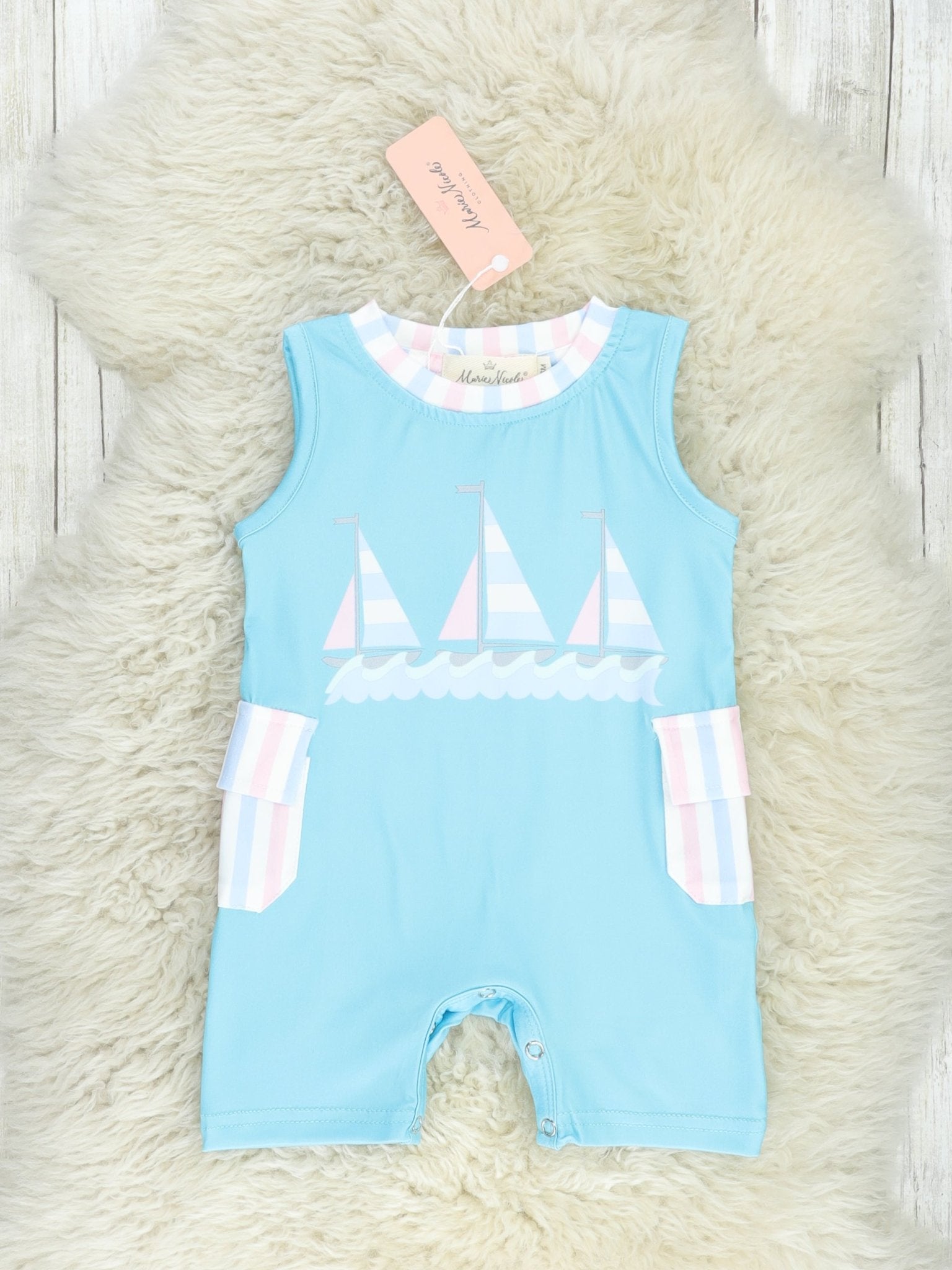 Blue Striped Sailboat Johnny - Marie Nicole Clothing