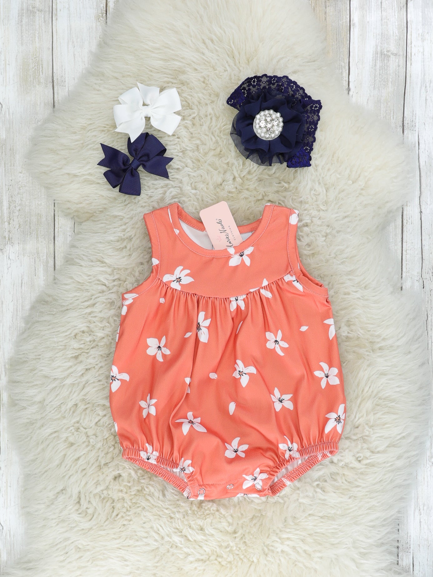 Dark Coral Floral Tank Bubble Romper - Marie Nicole Clothing
