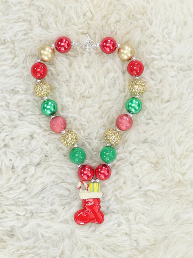 Christmas Stocking Bubblegum Necklace - Marie Nicole Clothing