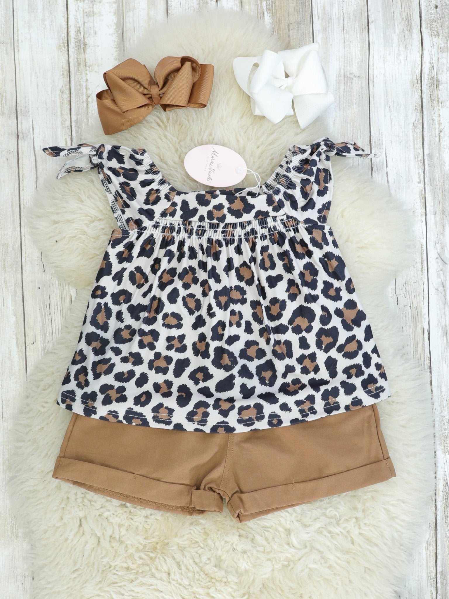 Leopard Top & Paperbag Shorts Outfit - Marie Nicole Clothing