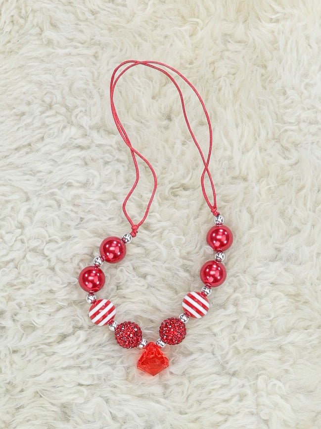 Ruby Striped Diamond Adjustable Bubblegum Necklace - Marie Nicole Clothing