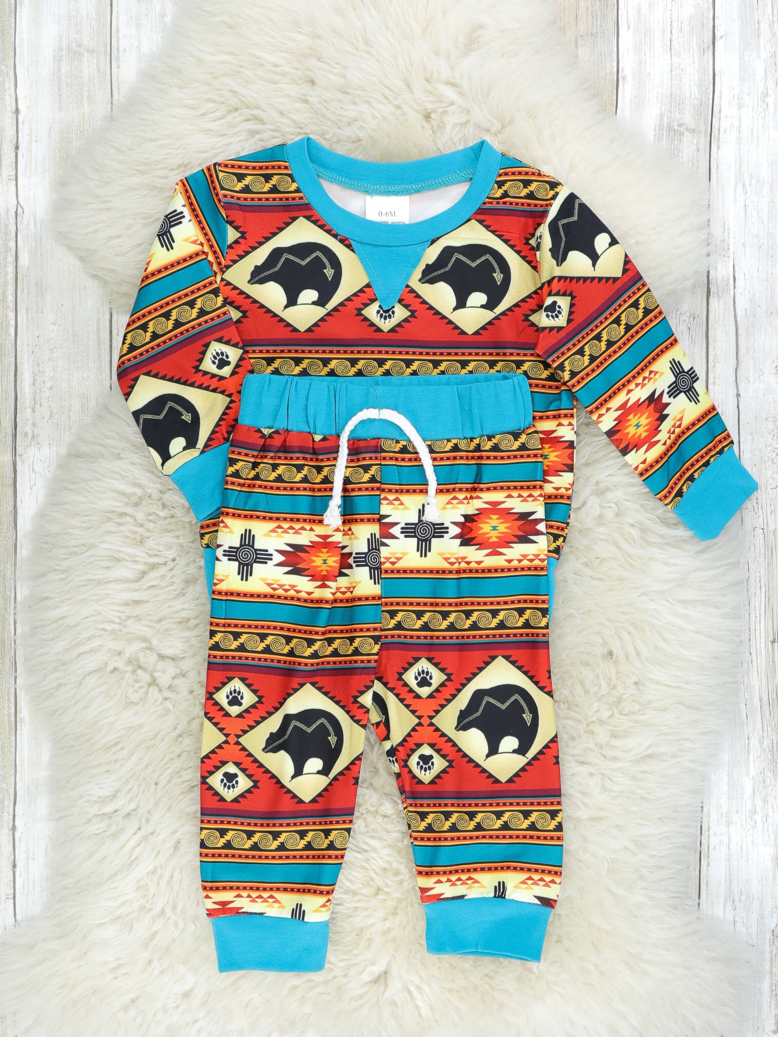 Red & Blue Western Bear Outfit - Marie Nicole Clothing