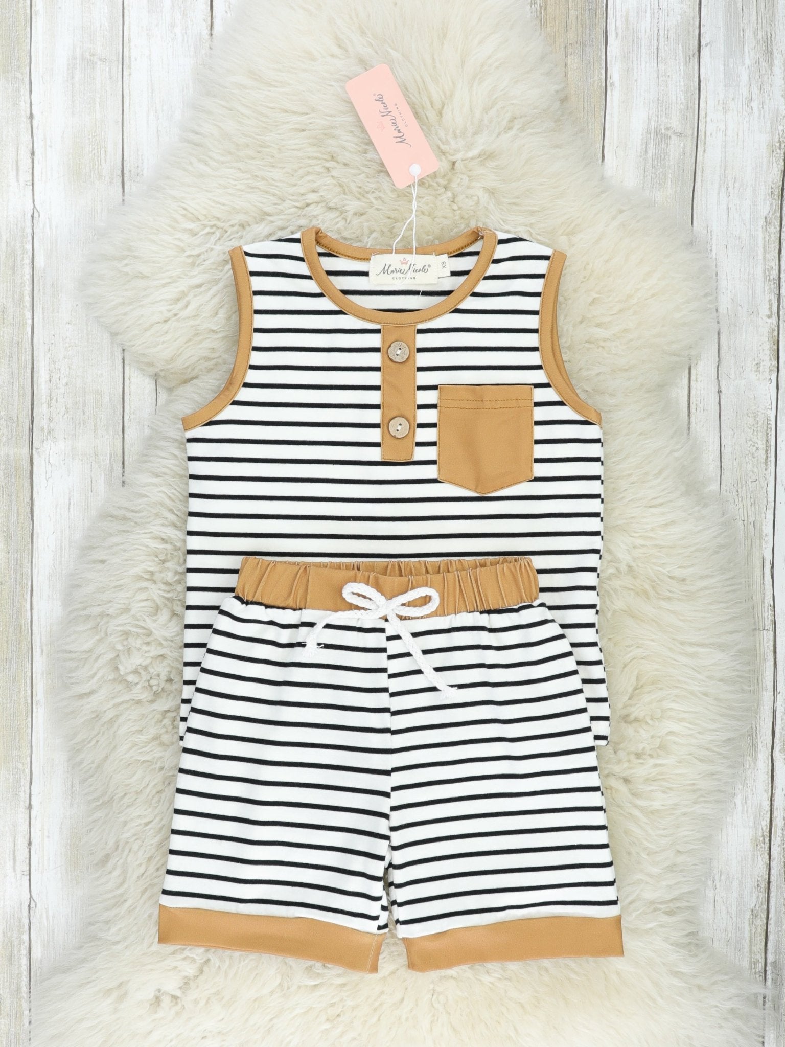 Brown Stripe Tank Outfit - Marie Nicole Clothing
