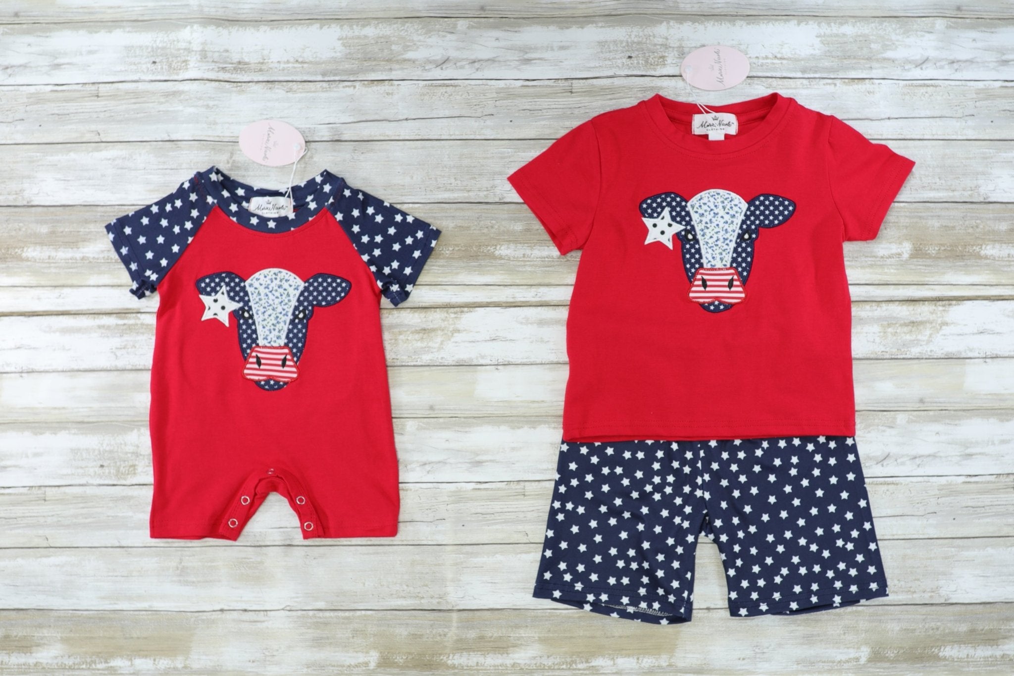 Patriotic Cow Romper - Marie Nicole Clothing