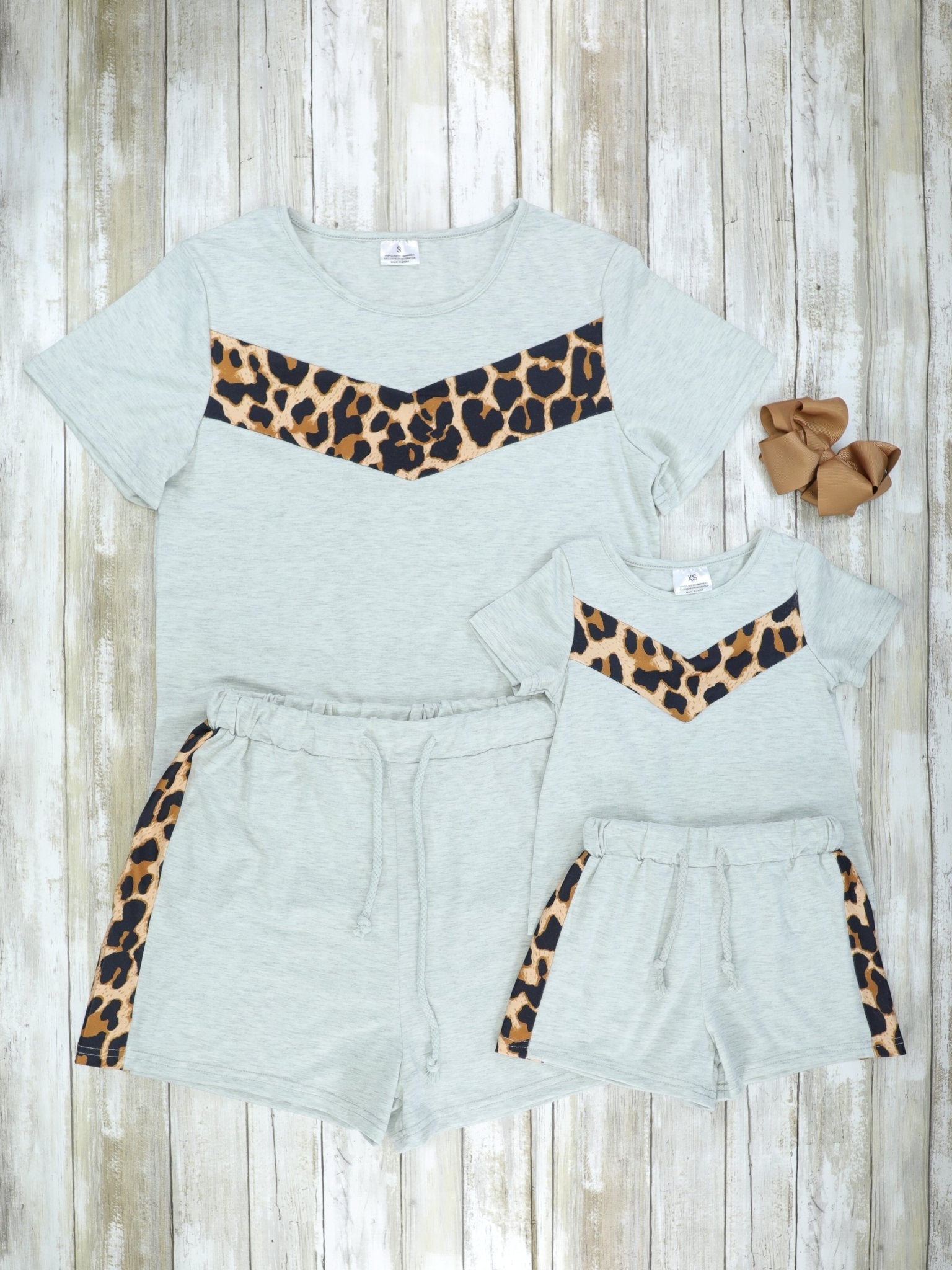 Mom & Me Grey Cheetah Loungewear Set - Marie Nicole Clothing