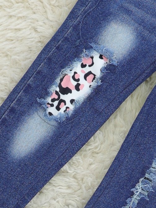 "Christmas Begins With Christ" Leopard Denim Outfit - Marie Nicole Clothing