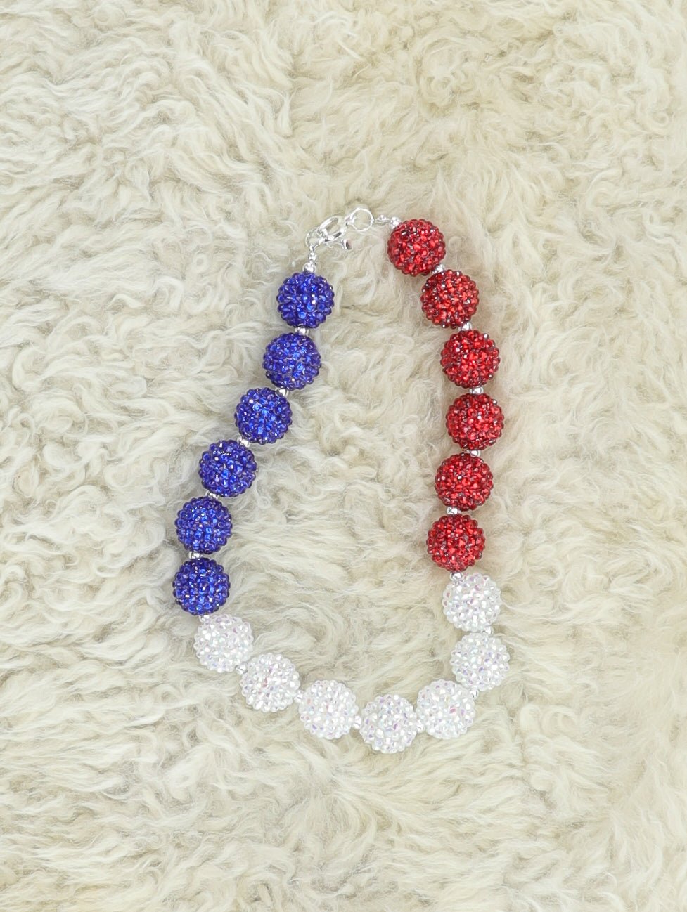 Red, Silver, & Blue Sparkle Bubblegum Necklace - Marie Nicole Clothing