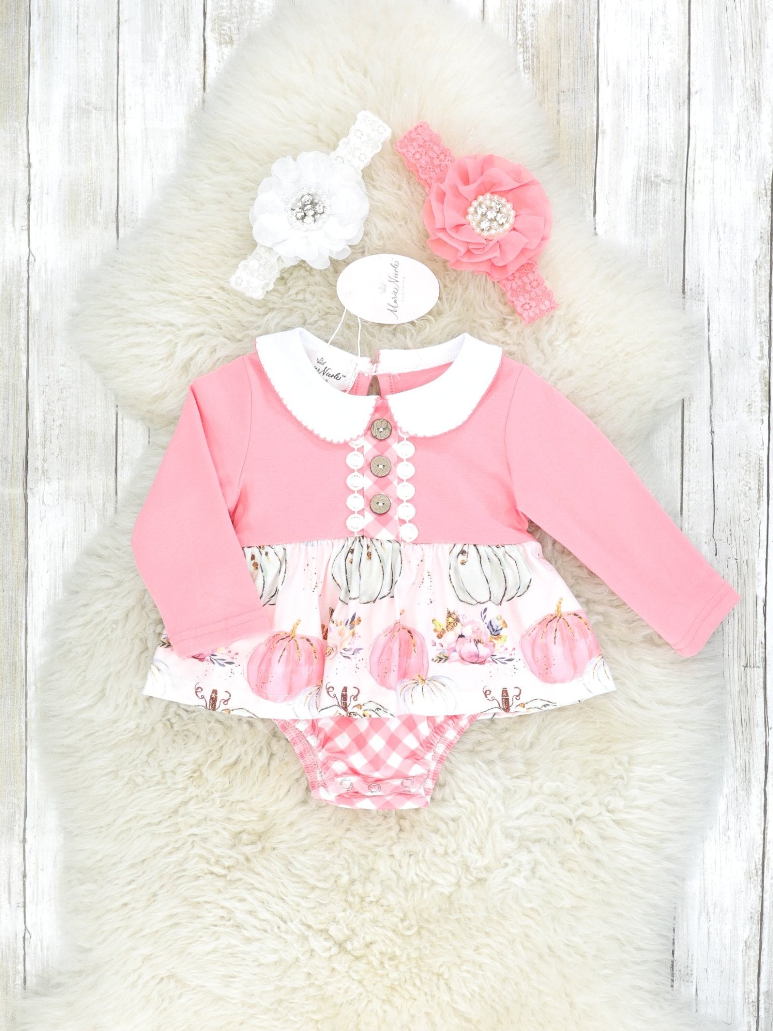 Pink Pumpkin Vintage Romper - Marie Nicole Clothing