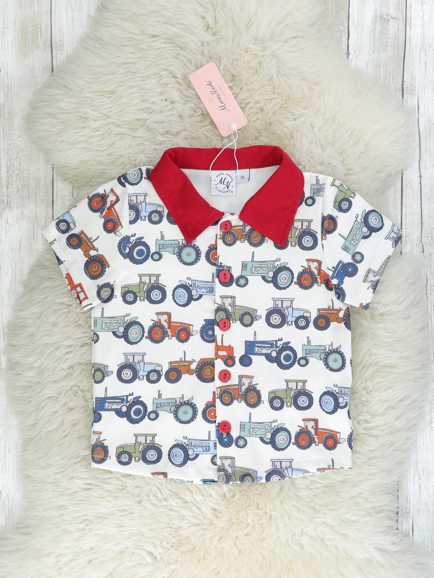 Tractor Button - Up Polo - Marie Nicole Clothing