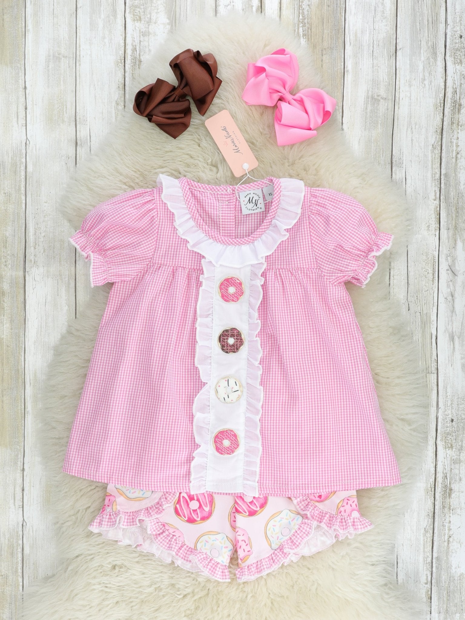 Pink Donut Ruffle Outfit - Marie Nicole Clothing