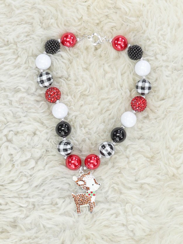 Red Reindeer Bubblegum Necklace - Marie Nicole Clothing