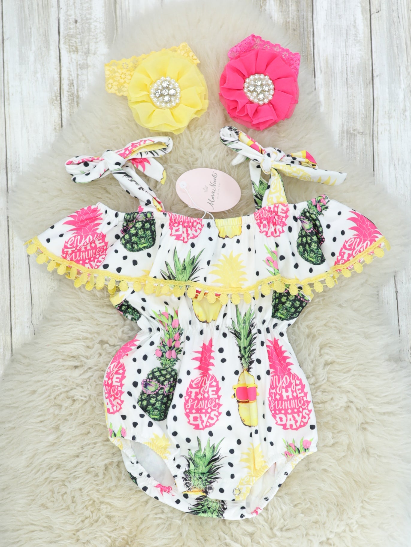 Enjoy The Summer Days Pineapple Bubble Romper - Marie Nicole Clothing
