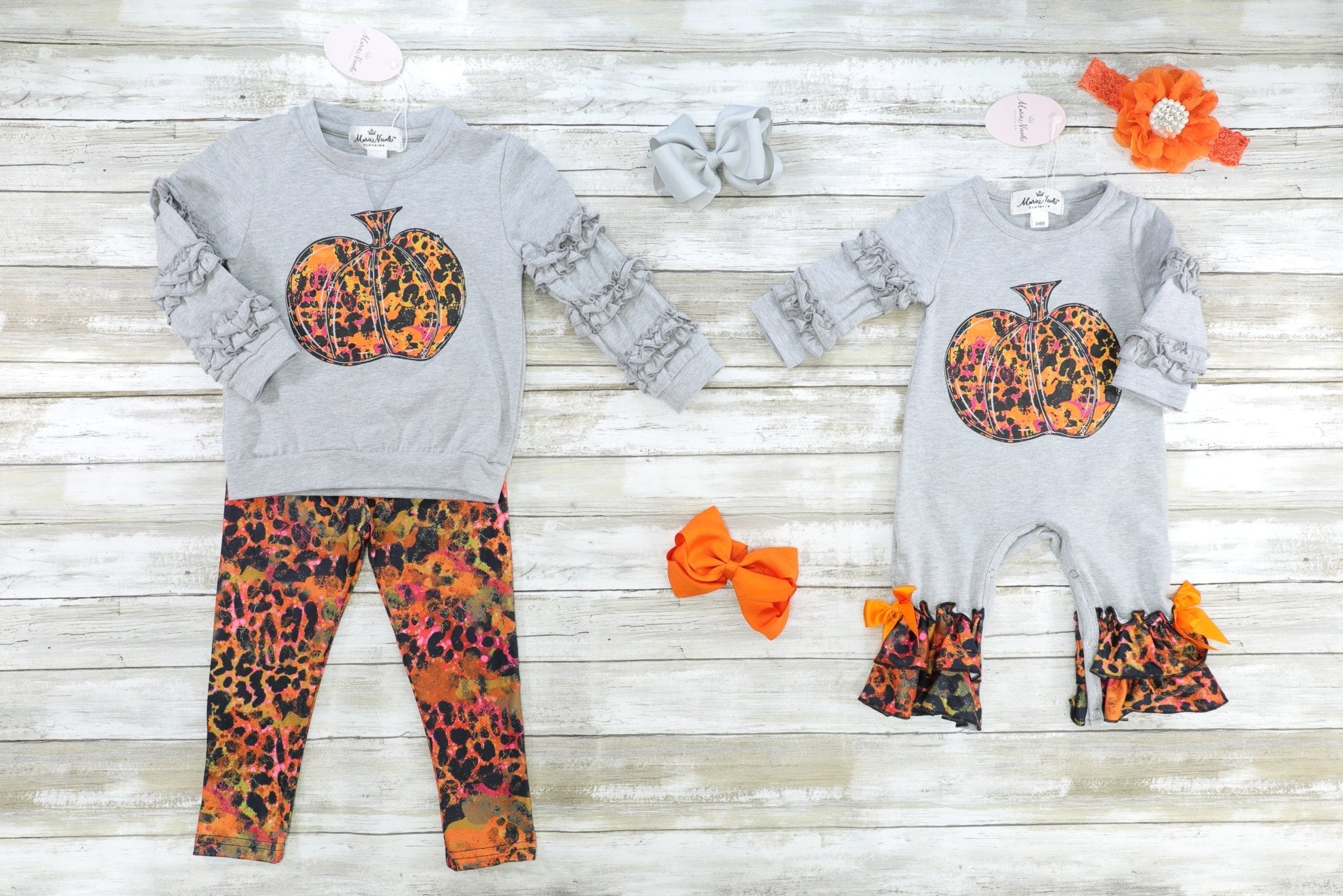 Rusty Leopard Pumpkin Ruffle Outfit - Marie Nicole Clothing