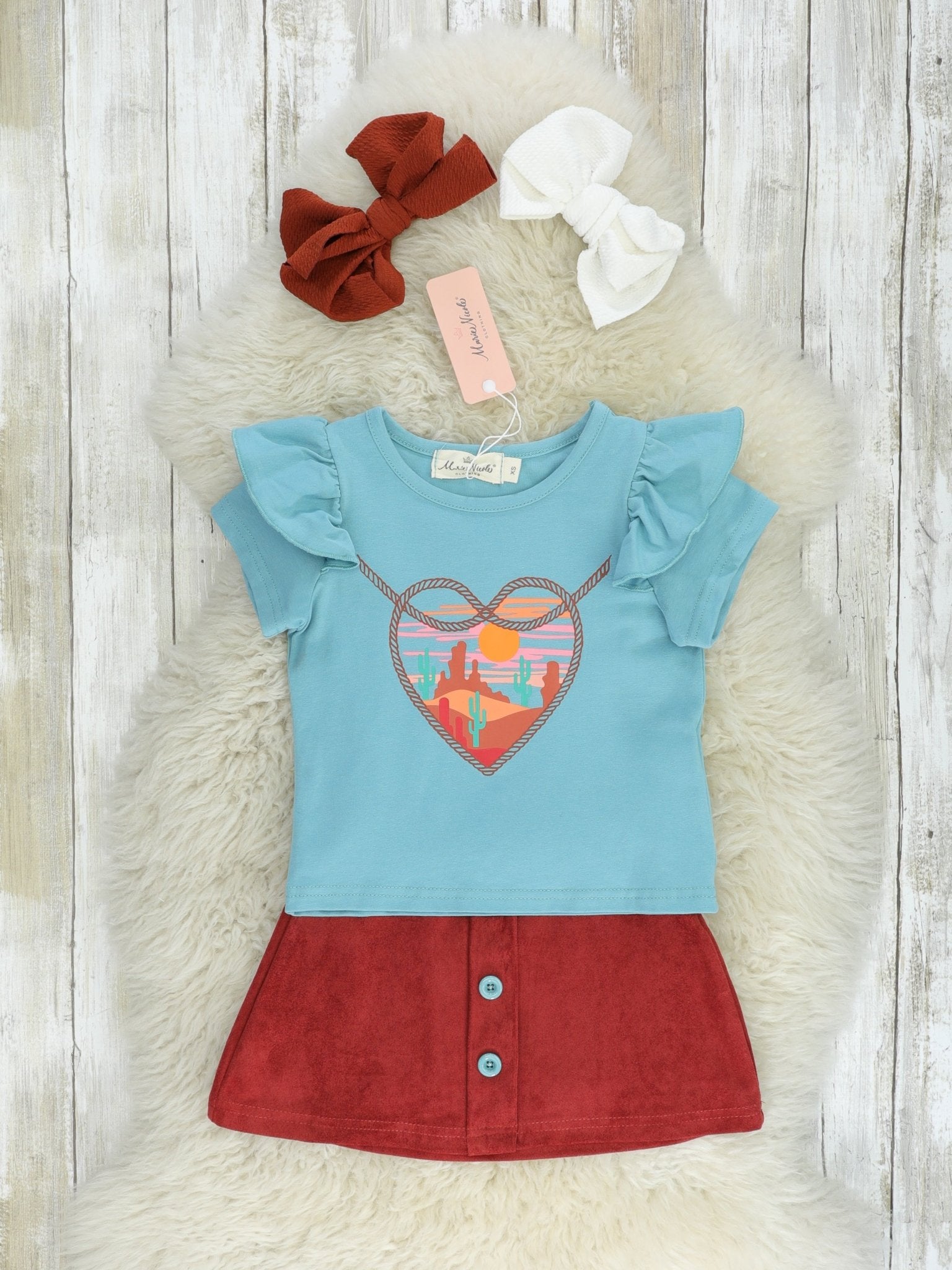 Desert Heart Skirt Ruffle Outfit - Marie Nicole Clothing