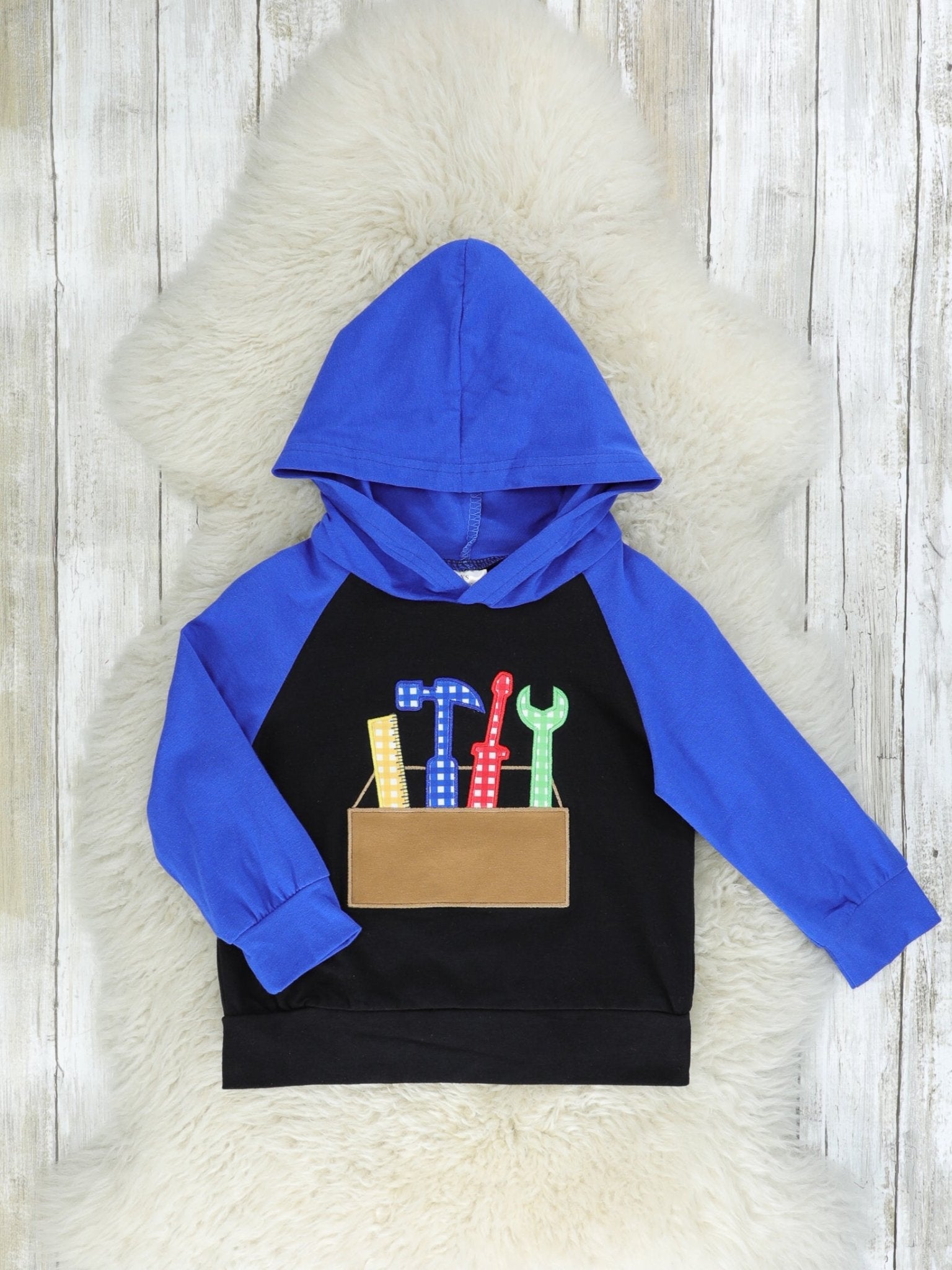 Blue Tool Box Raglan Hoodie - Marie Nicole Clothing