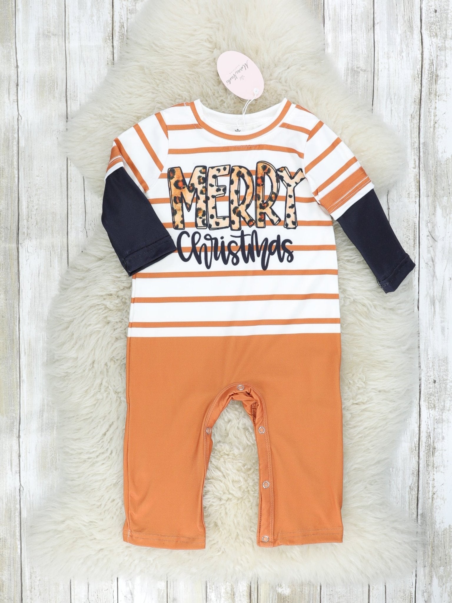 Leopard "Merry Christmas" Romper - Marie Nicole Clothing
