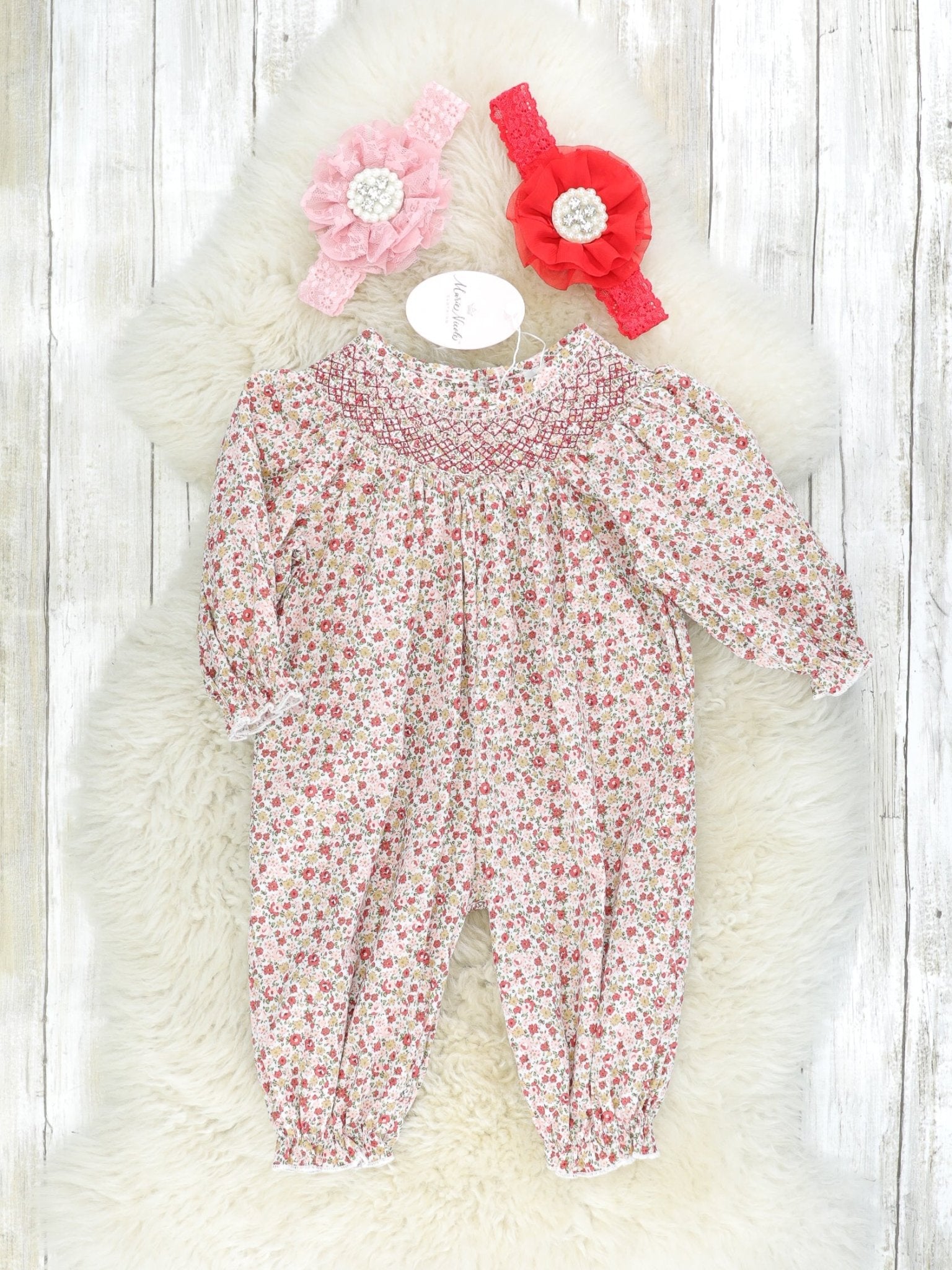 Dainty Neutral Floral Vintage Romper - Marie Nicole Clothing