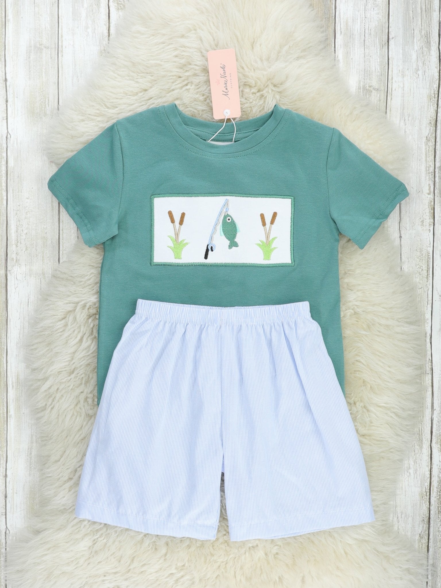 Smocked Fishing Outfit - Marie Nicole Clothing