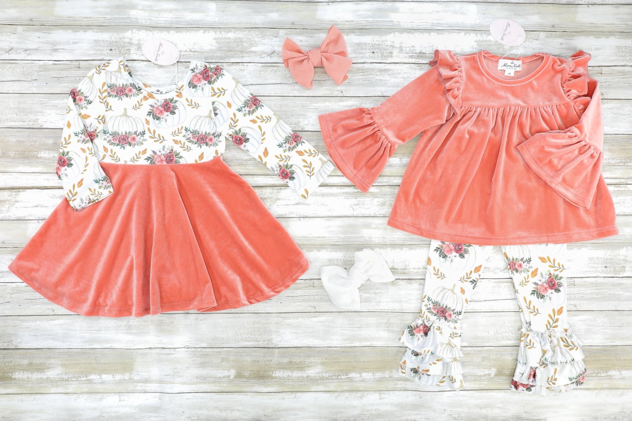 Floral Pumpkin Velvet Outfit - Marie Nicole Clothing