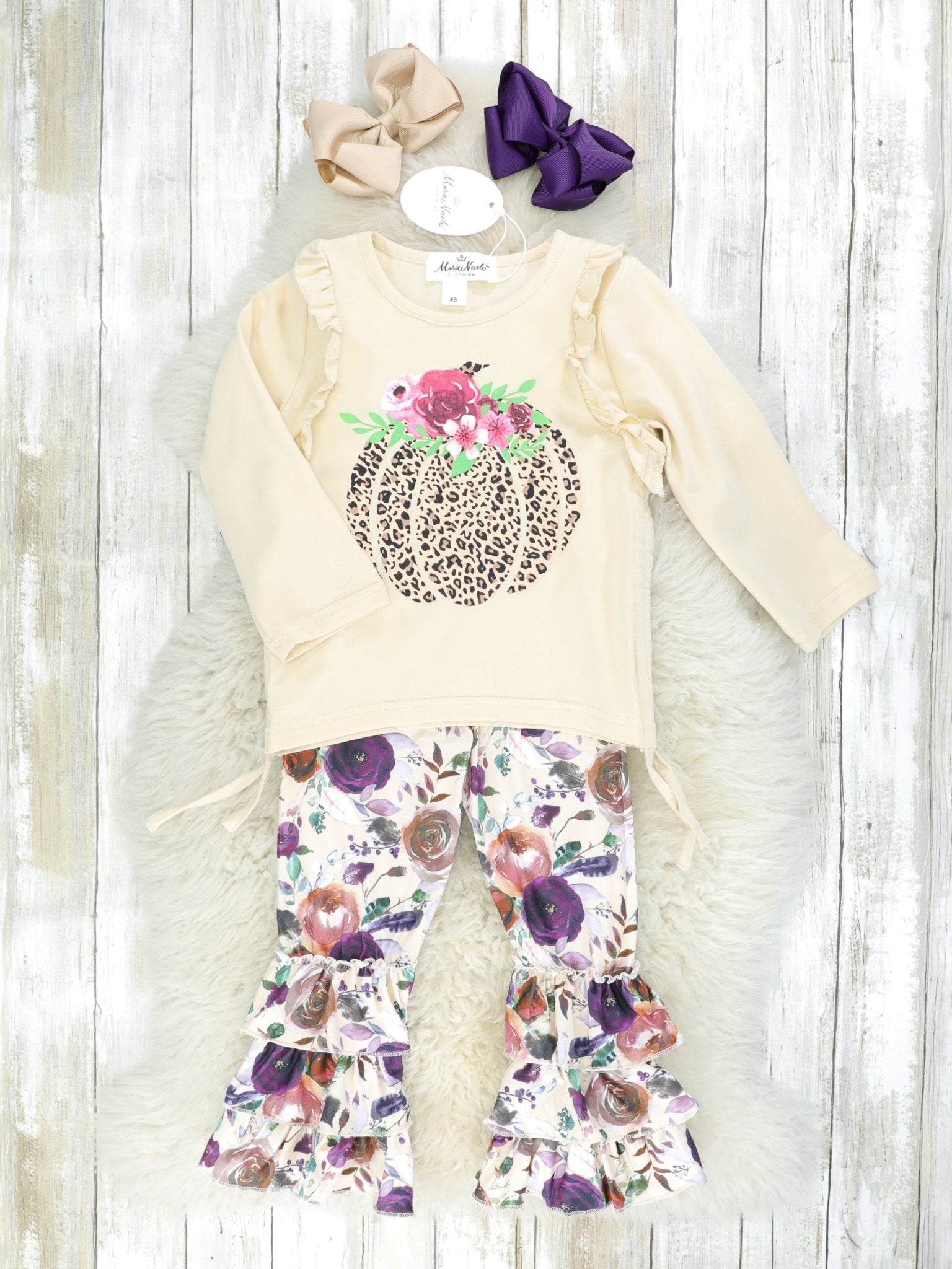 Rose & Pumpkin Ruffle Outfit - Marie Nicole Clothing