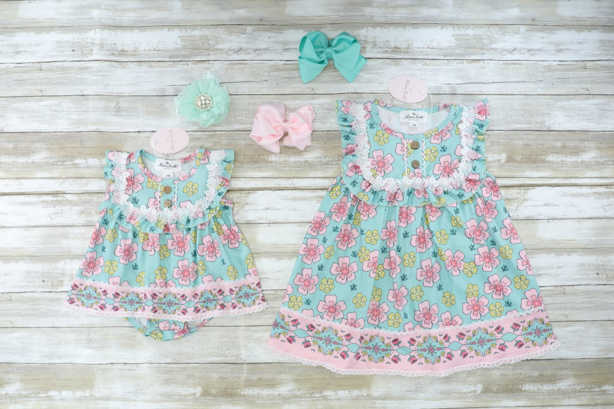Yellow & Pink Floral Ruffle Dress - Marie Nicole Clothing