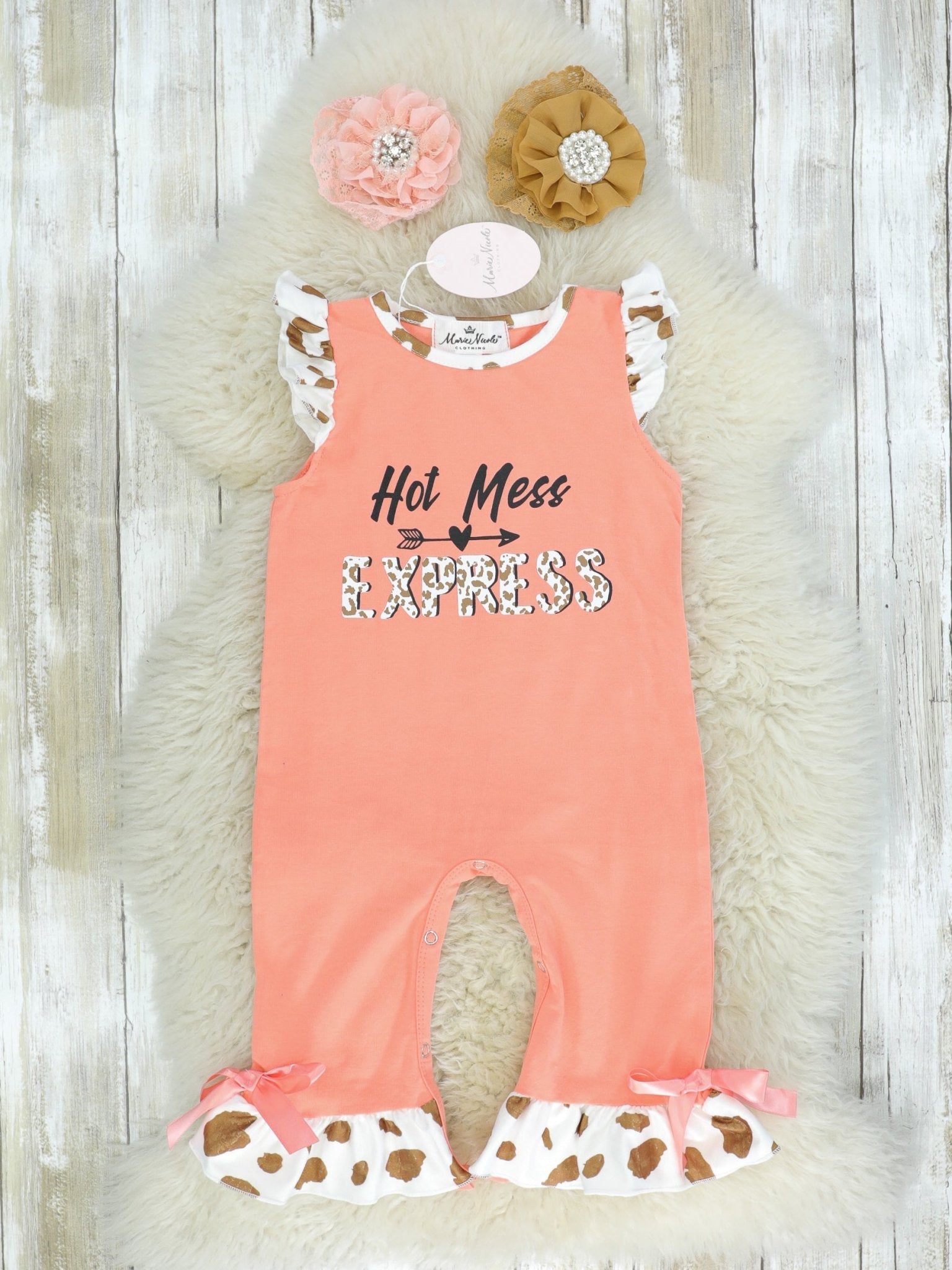 "Hot Mess Express" Ruffle Romper - Marie Nicole Clothing