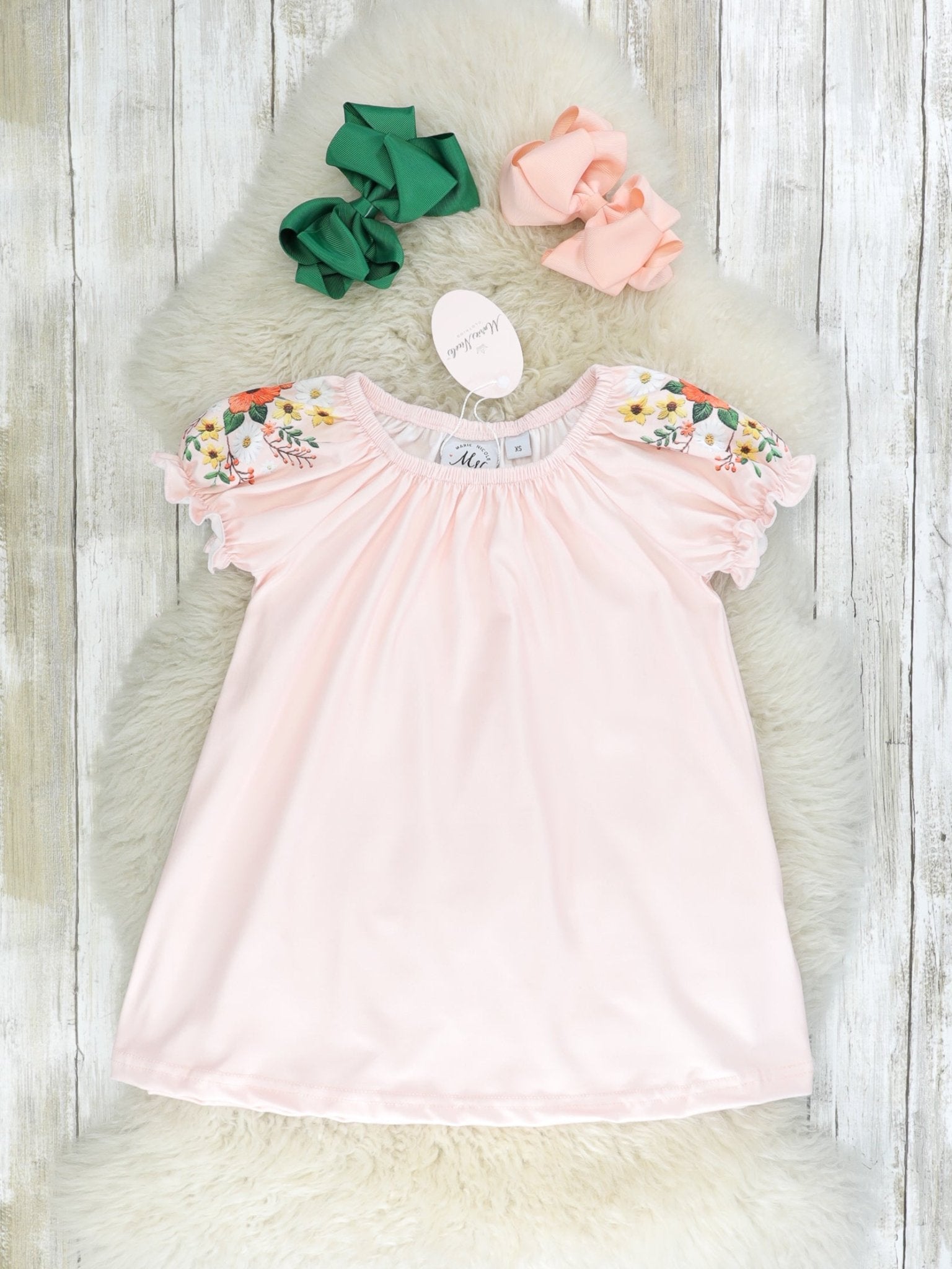 Pink Floral Ruffle Dress - Marie Nicole Clothing