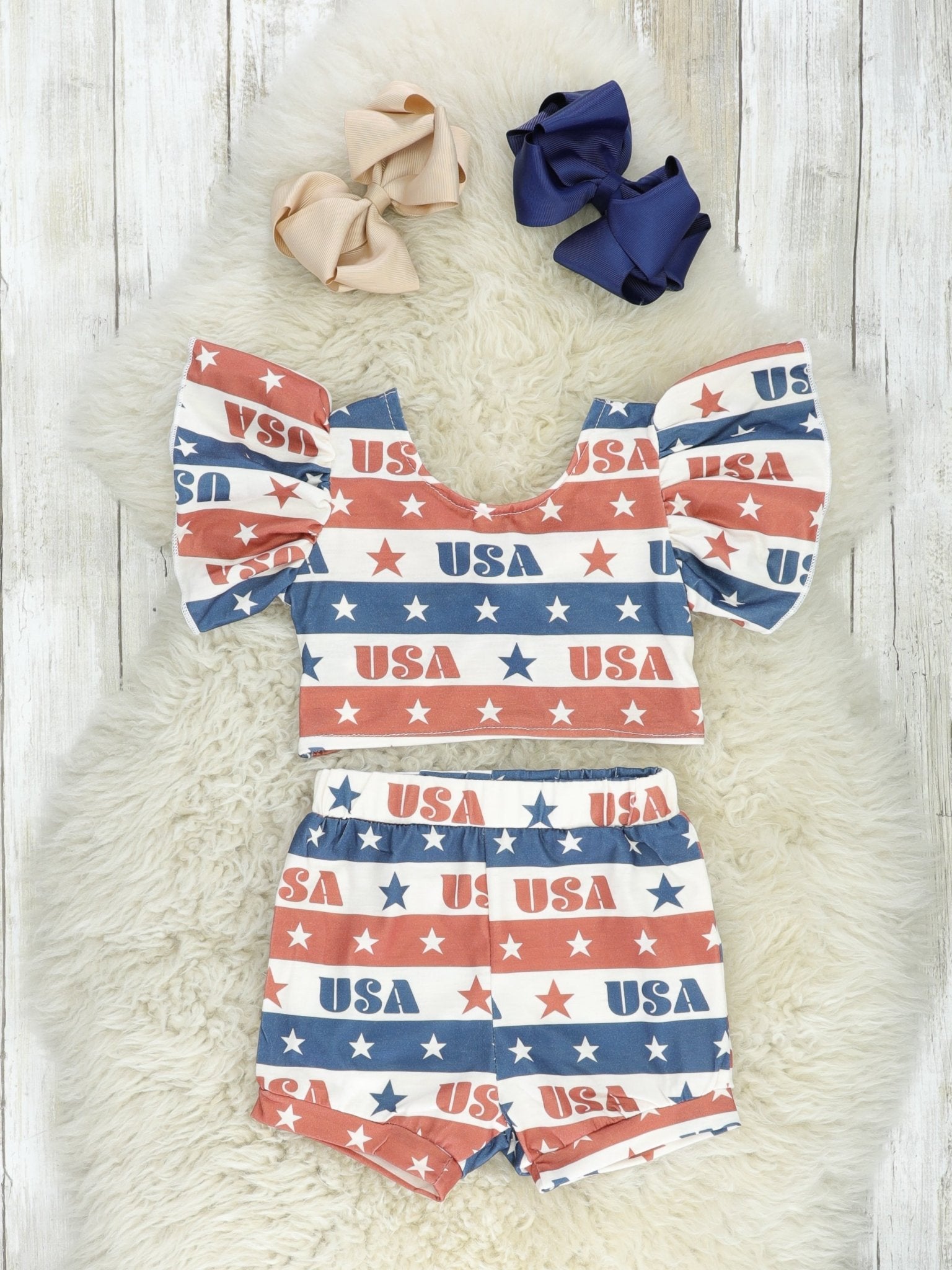 Stars & Stripes USA Ruffle Bloomers Outfit - Marie Nicole Clothing