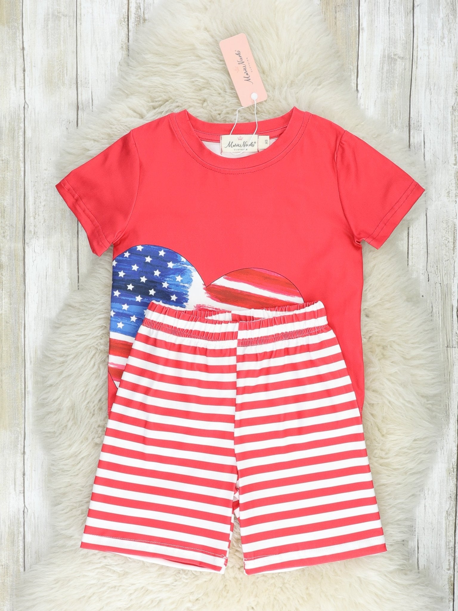 Patriotic Stripe Heart Outfit - Marie Nicole Clothing
