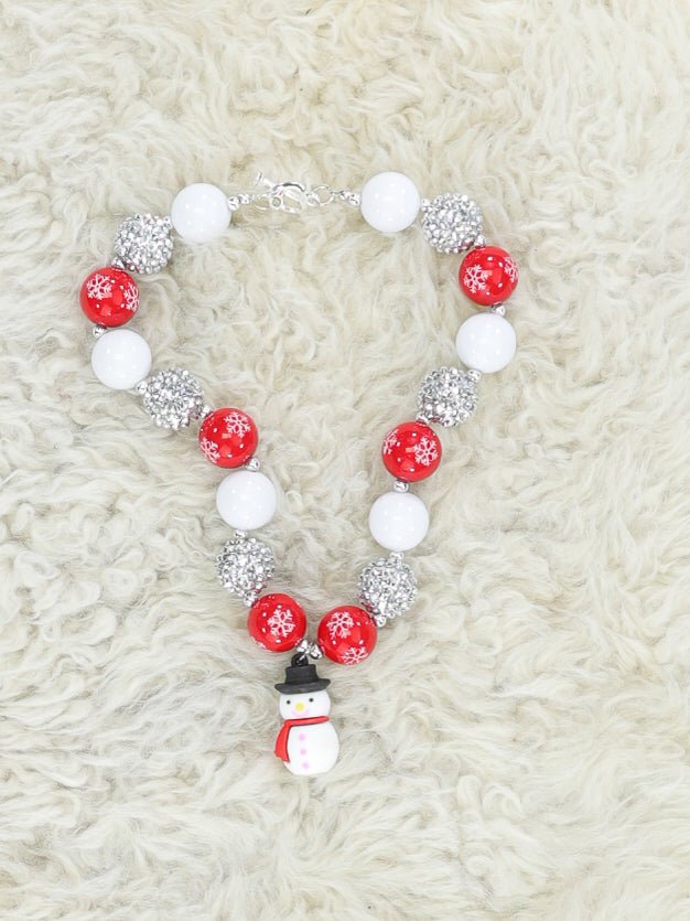 Silver Snowman Bubblegum Necklace - Marie Nicole Clothing