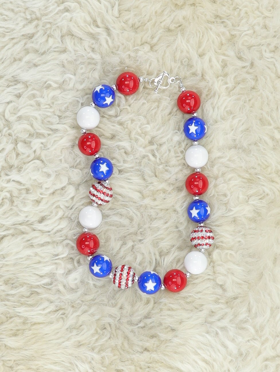 Red, White, & Blue Star Bubblegum Necklace - Marie Nicole Clothing