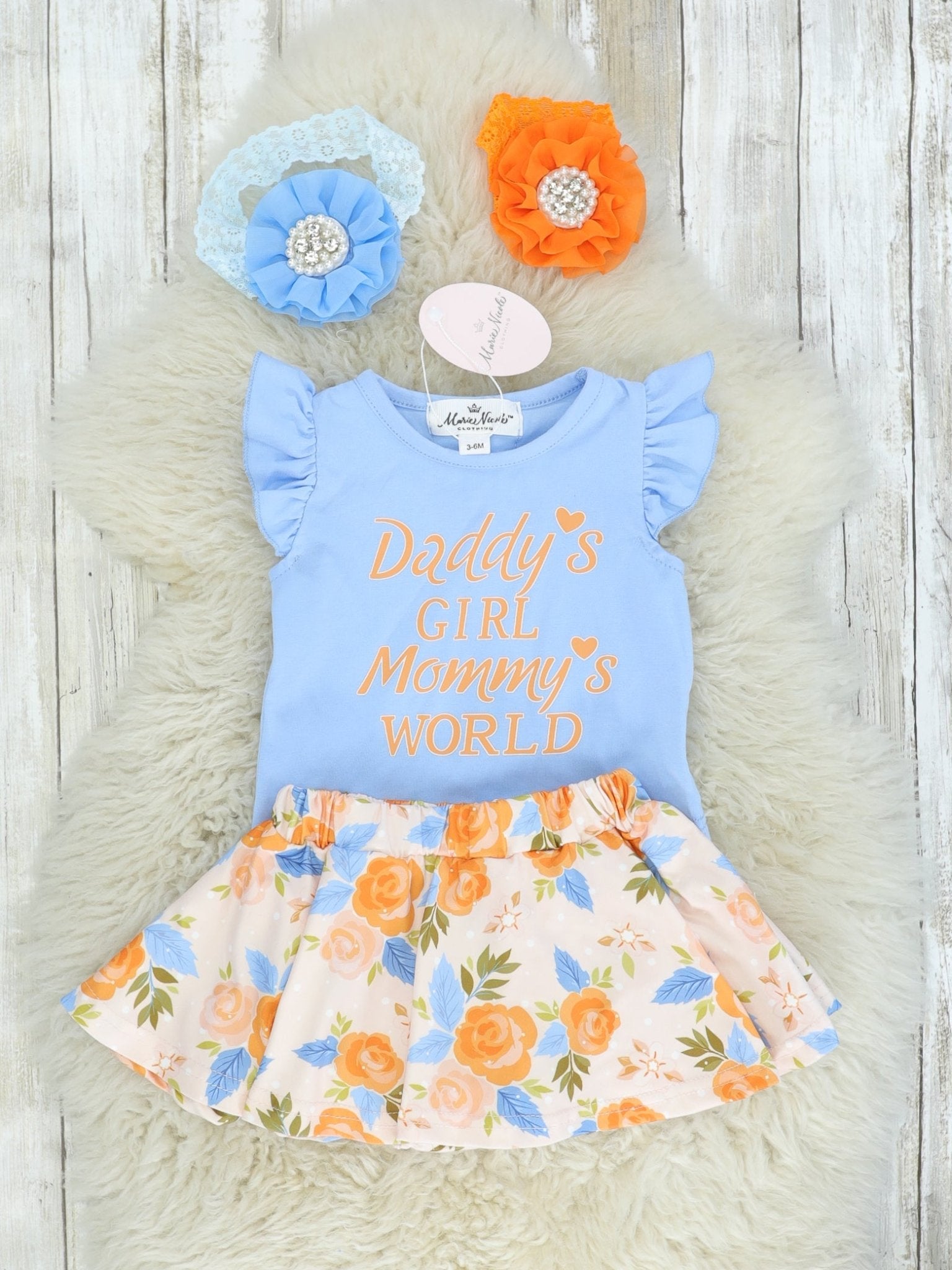 "Daddy's Girl, Mommy's World" Floral Skirt Outfit - Marie Nicole Clothing