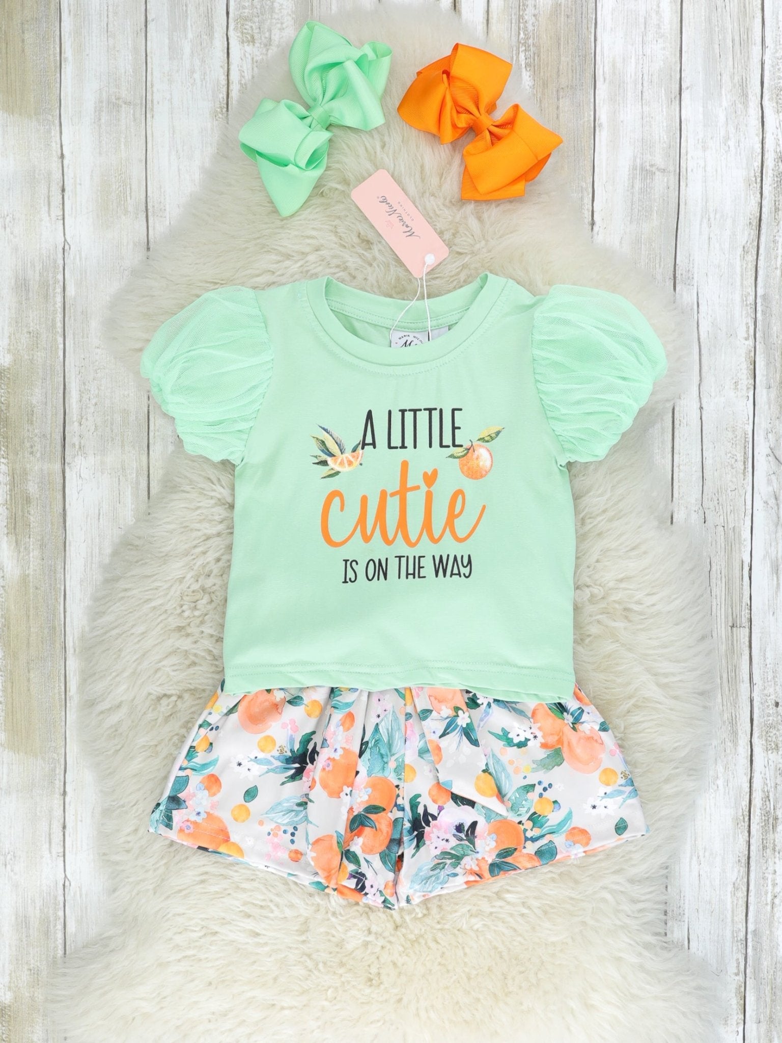 Mint "Cutie" Top & Floral Shorts Outfit - Marie Nicole Clothing
