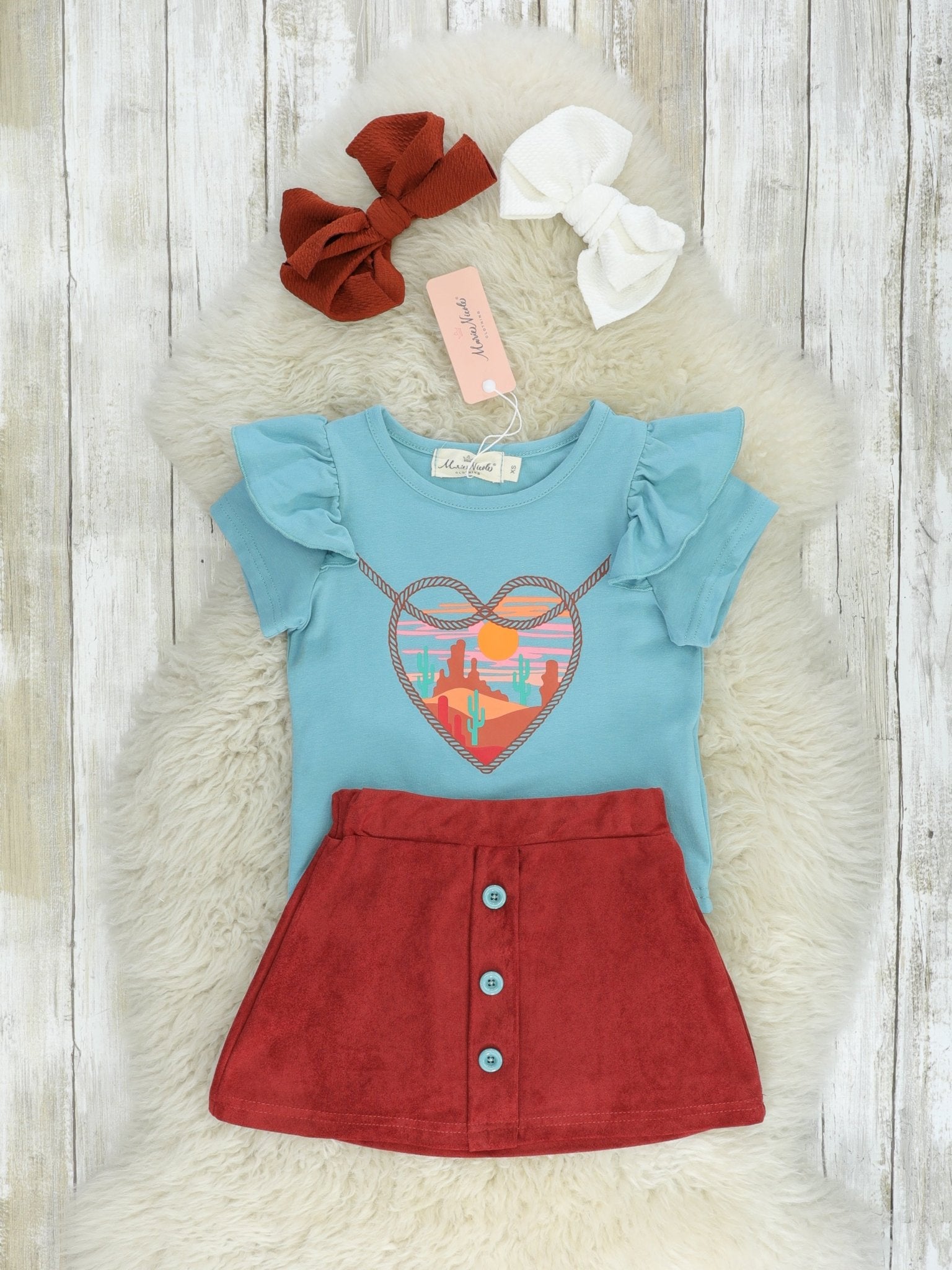 Desert Heart Skirt Ruffle Outfit - Marie Nicole Clothing