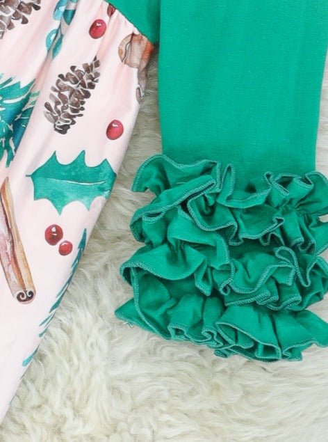 Green Gingerbread Icing Ruffle Dress - Marie Nicole Clothing