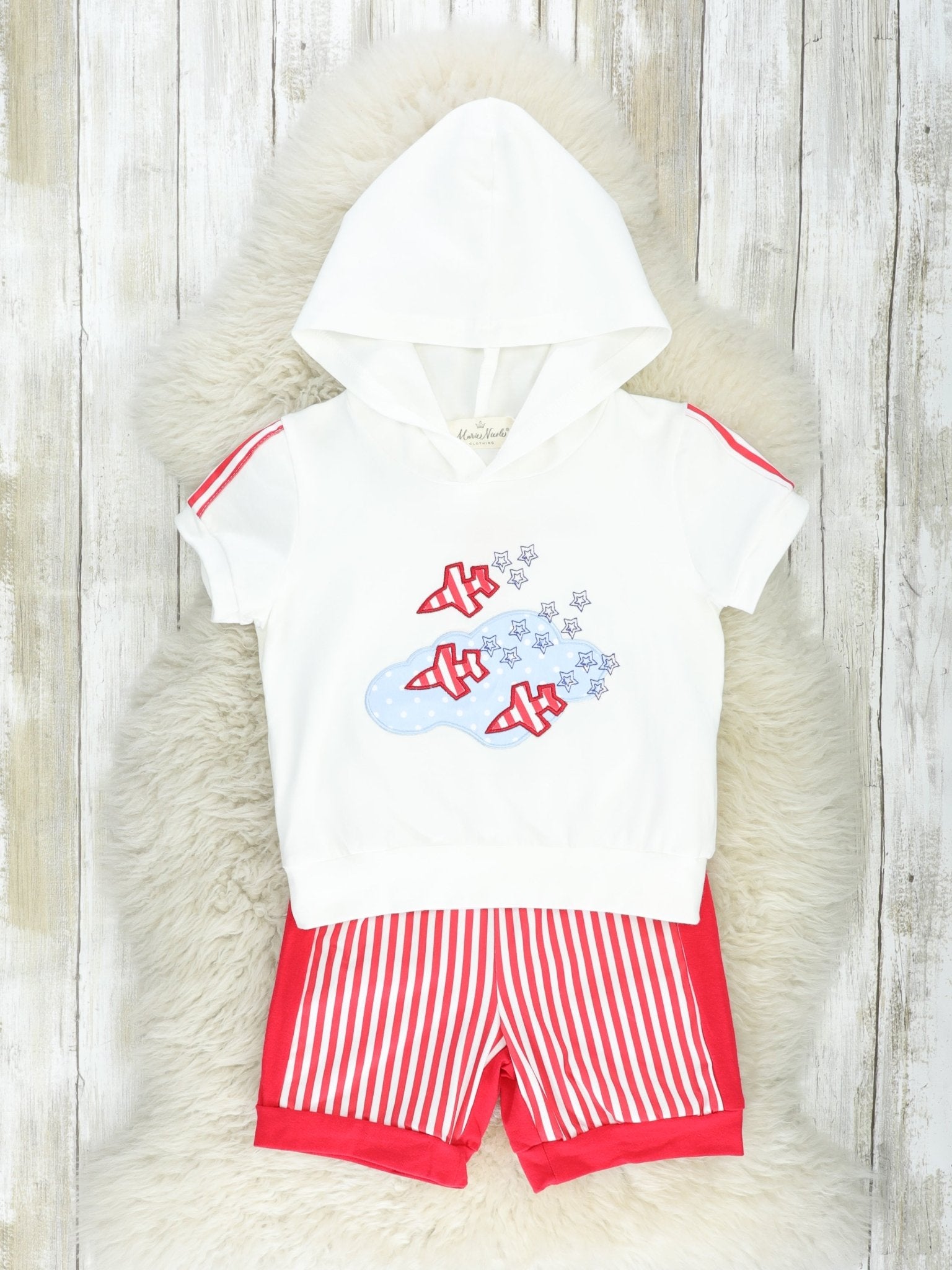 Stars & Stripes Plane Hoodie Outfit - Marie Nicole Clothing
