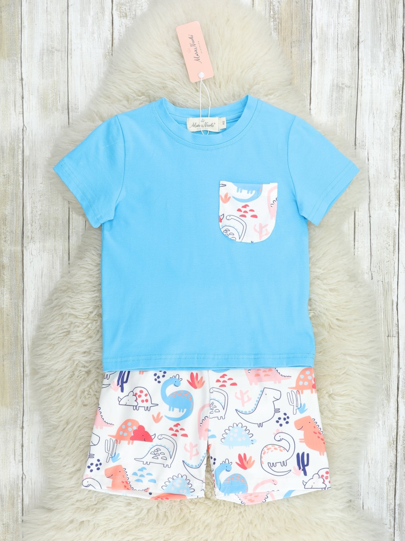 Coral Dino Pocket Outfit - Marie Nicole Clothing