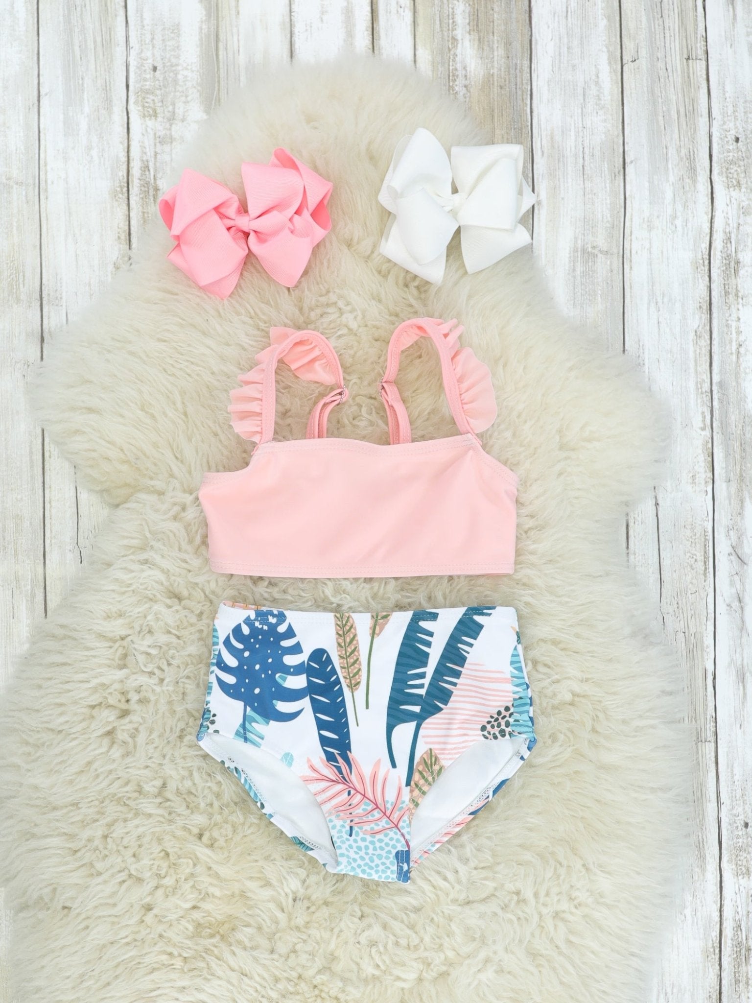 Mom & Me Pink & Blue Tropical Swimsuit - Marie Nicole Clothing