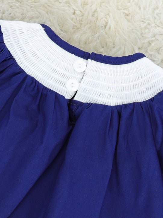 Navy Stocking & Red Gingham Smocked Ruffle Outfit - Marie Nicole Clothing