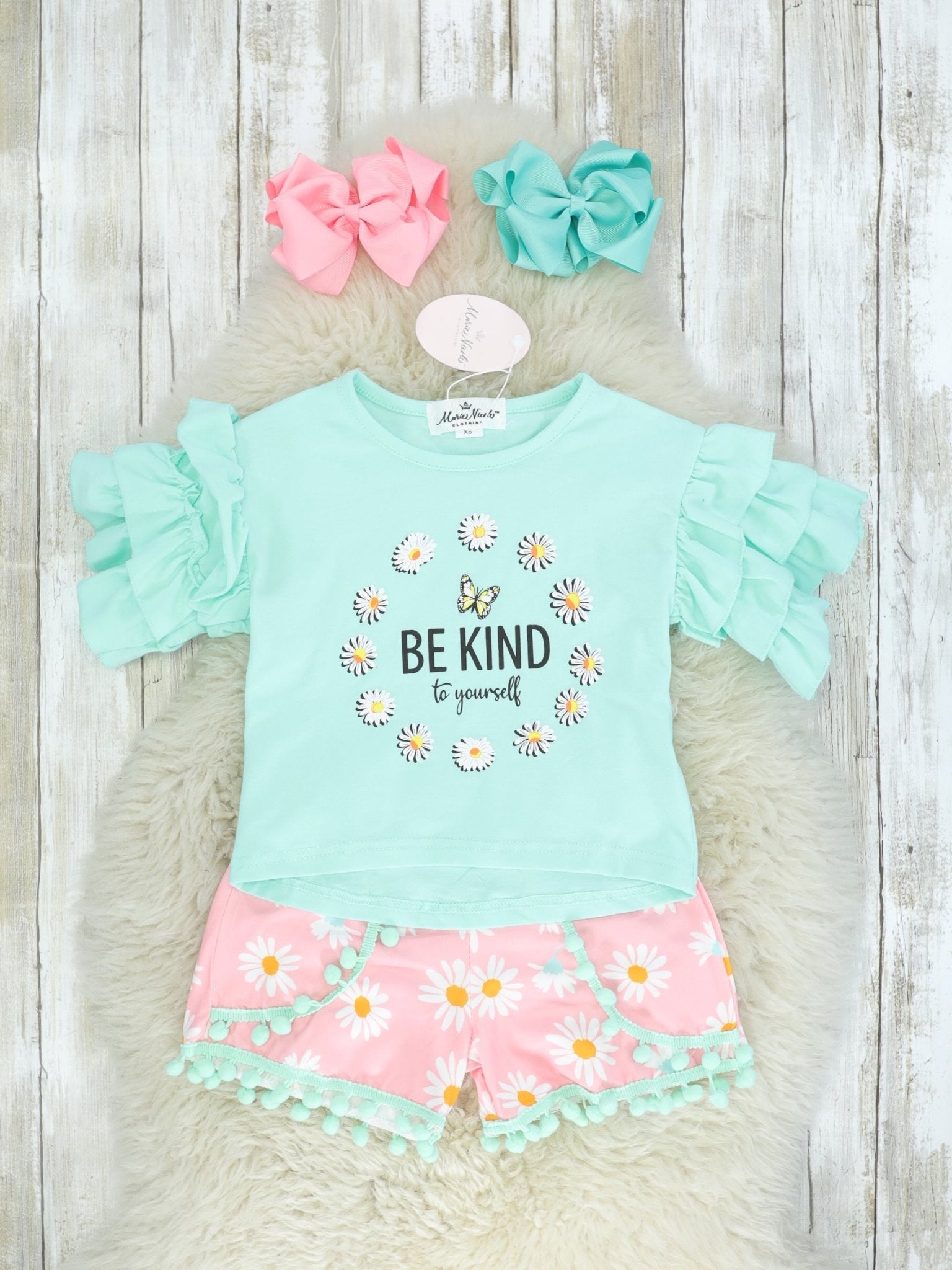 "Be Kind To Yourself" Ruffle Daisy Outfit - Marie Nicole Clothing